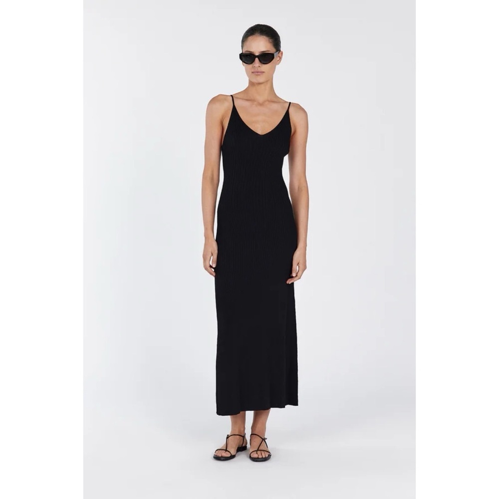 DISSH Tori Black Ribbed Knit Midi Dress Size XXL‎